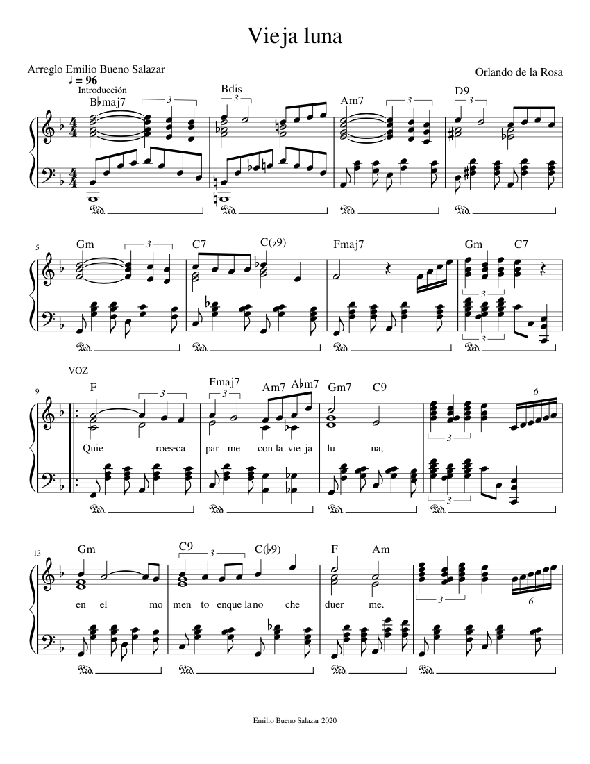 古い月 楽譜 コード付き ピアノ (ソロ) | MuseScore.com