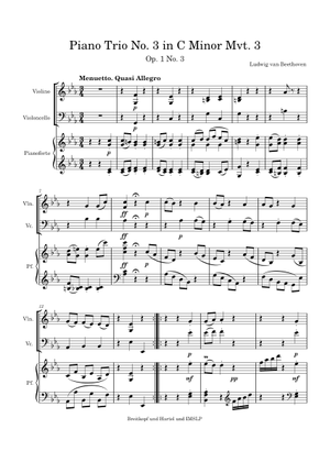 ベートーヴェン：ピアノ三重奏曲第3番ハ短調 作品1の3 第4楽章 楽譜
