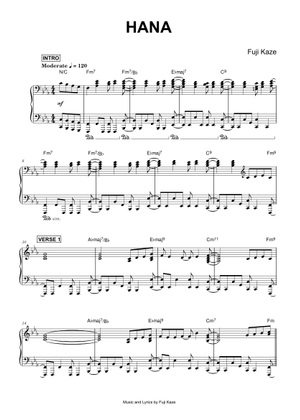 花 (Hana) – 藤井風 楽譜 コード付き ピアノ (ソロ) | MuseScore.com