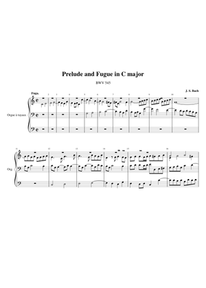 J. S. バッハ：前奏曲とフーガ ハ長調 BWV 545 楽譜 オルガン (ソロ