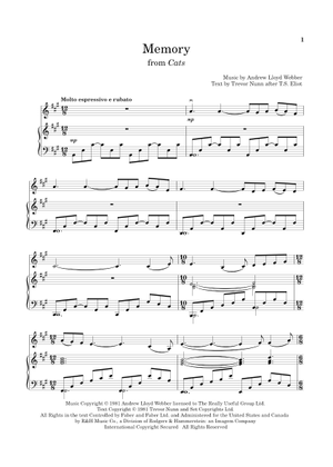 Memory (from Cats) の公式楽譜を演奏する by Andrew Lloyd Webber