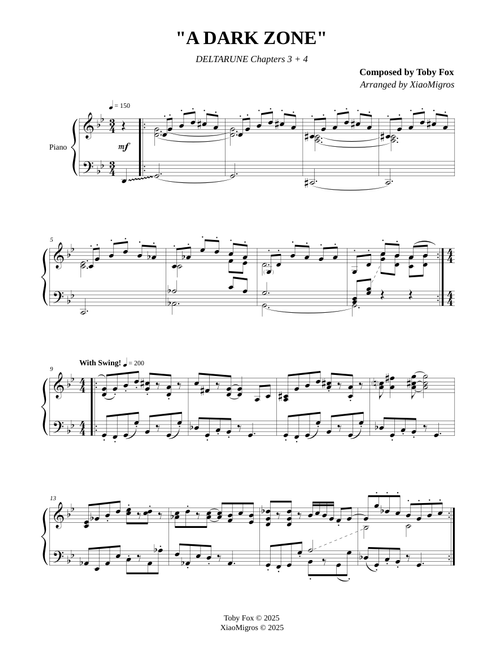 DELTARUNE Chapters 3 + 4 sheet music by XiaoMigros | Play, print