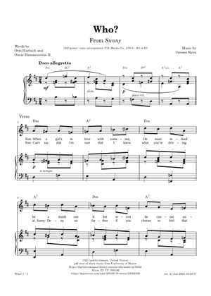 Who ? - Jerome Kern 楽譜 ピアノ, ボーカル（その他） (ピアノ
