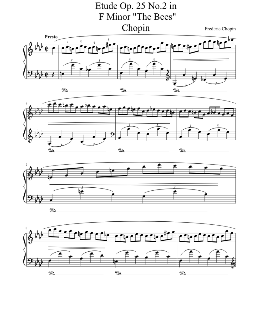 練習曲 作品25 第2番 ヘ短調 「蜂」 ショパン 楽譜 ピアノ (ソロ
