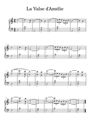 アメリ – ヤン・ティルセン 楽譜 ピアノ (ソロ) easy | MuseScore.com