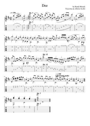 Deefor_Mandolin_by_Randy_Rhoads 楽譜 タブ譜あり ギター (ソロ