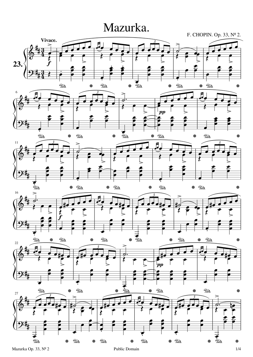 マズルカ ニ長調, 作品33, 第2番 - フレデリック・ショパン - 1838