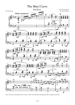 The Man I Love (Lead sheet with lyrics ) 楽譜 コード付き ピアノ
