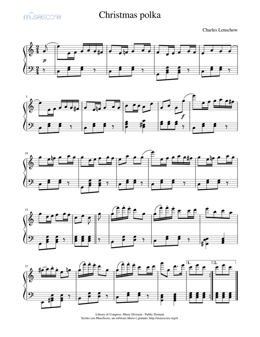 クリスマス・ポルカ 楽譜 ピアノ (ソロ) | MuseScore.com