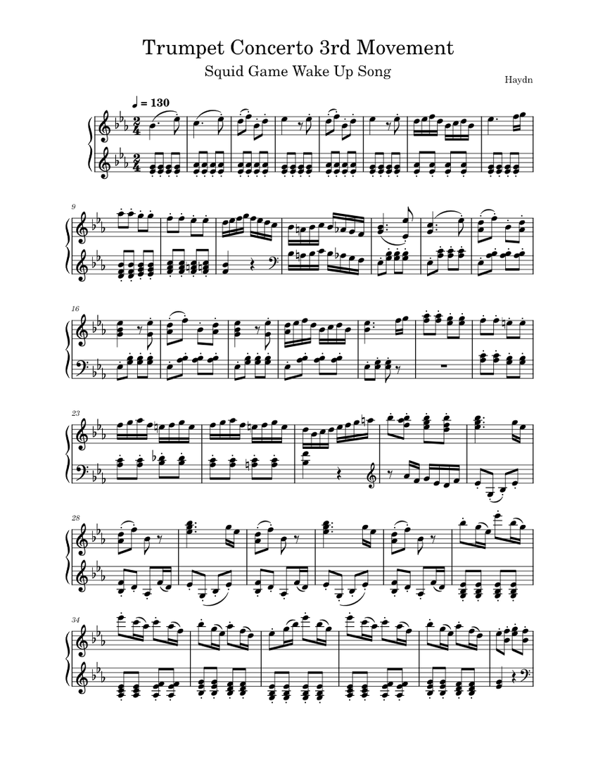 トランペット協奏曲 変ホ長調 (第3楽章) – ジョセフ・ハイドン 楽譜