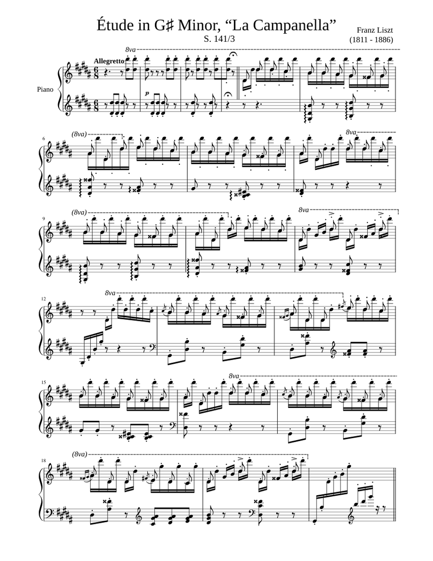 ラ・カンパネライントロ 楽譜 ピアノ (ソロ) | MuseScore.com
