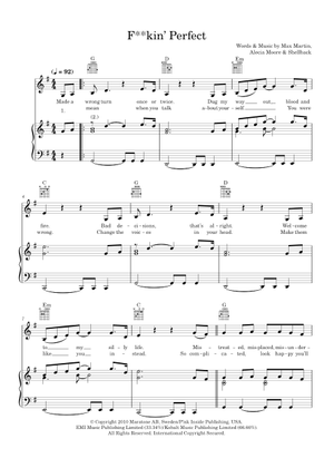 F**kin' Perfect の公式楽譜を演奏する by P!nk ピアノ, ボーカル | MuseScore.com