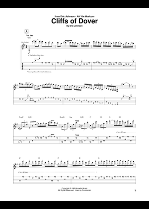 Cliffs of dover の公式楽譜を演奏する by Eric Johnson ギター