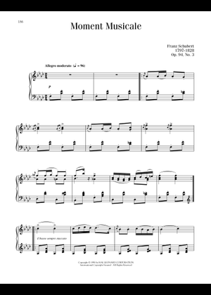 楽興の時 D. 780, Op. 94 No. 3 — フランツ・シューベルト 楽譜 ピアノ