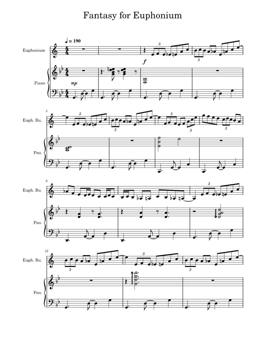 ユーフォニアムのための幻想曲 楽譜 ピアノ, ユーフォニウム (ソロ