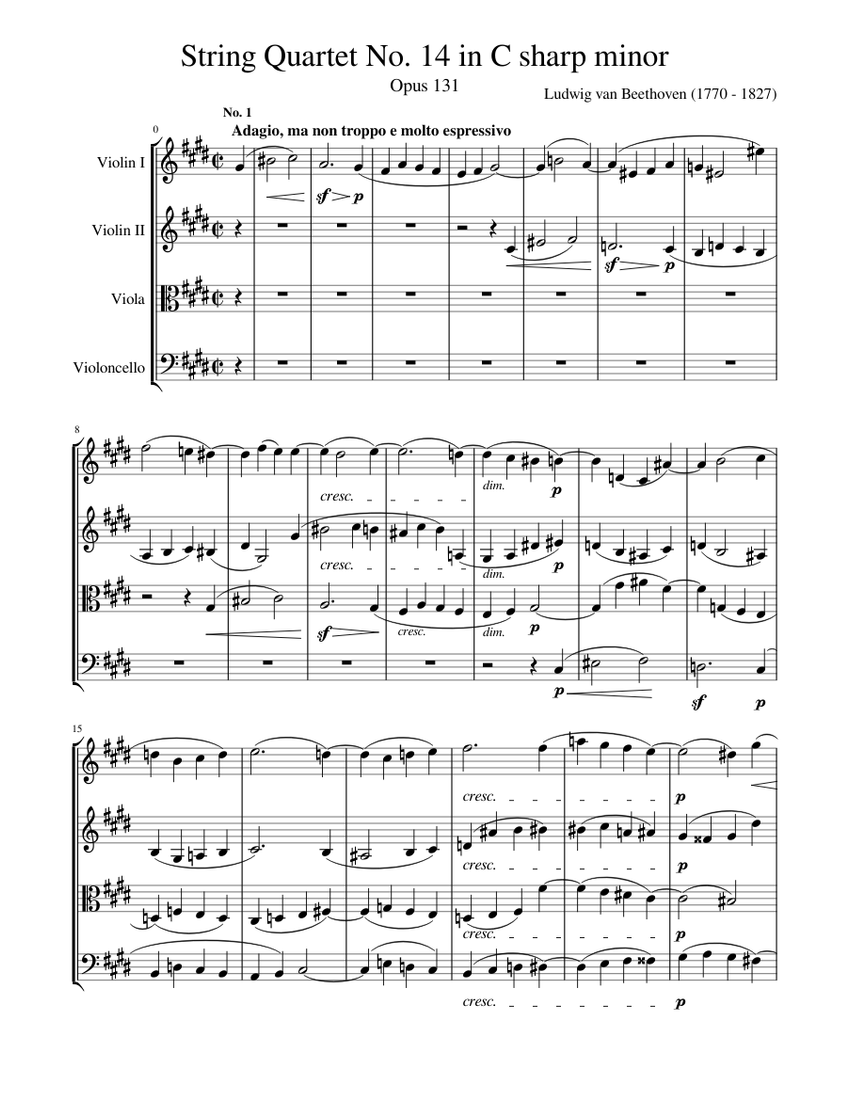 弦楽四重奏曲第14番 ハ短調 作品131 楽譜 バイオリン, ビオラ, チェロ 弦楽四重奏曲第14番 ハ短調 作品131 楽譜 バイオリン, ビオラ, チェロ