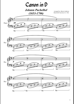 カノン (パッヘルベル) 楽譜 ピアノ (ソロ) | MuseScore.com