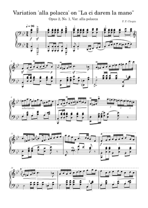 ショパン - ラ・チ・ダレム・ラ・マーノ。変奏曲 変ロ長調 Op.2 楽譜