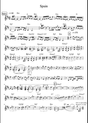 Spain – Chick Corea 楽譜 コード付き ピアノ (ソロ) | MuseScore.com