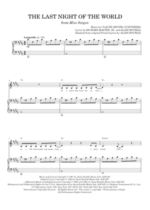 The Last Night Of The World (from Miss Saigon) の公式楽譜を演奏