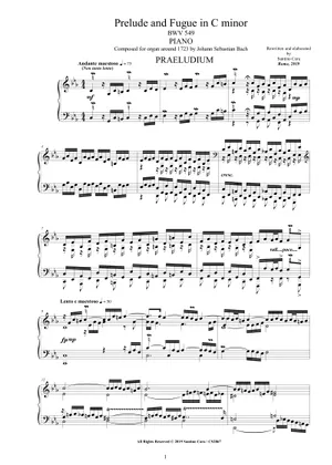 J. S. バッハ: プレリュードとフーガ ハ短調, BWV 549 楽譜 ピアノ J. S. バッハ: プレリュードとフーガ ハ短調, BWV 549 楽譜 ピアノ