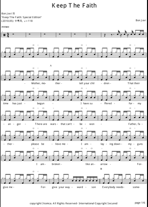 キープ・ザ・フェイス 楽譜 ドラムグループ (ソロ) | MuseScore.com
