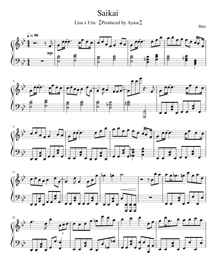 LiSA x Uru - 再会【ピアノアレンジ】 楽譜 ピアノ (ソロ) | MuseScore.com