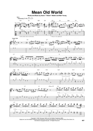 Mean old world の公式楽譜を演奏する by T-Bone Walker ギター Mean old world の公式楽譜を演奏する by T-Bone Walker ギター