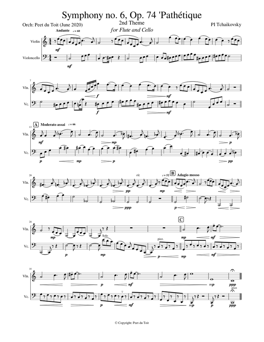 交響曲第6番, 作品74『悲愴』, アンダンテ (I) 第2主題 - PI