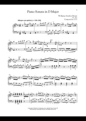 ソナタ第9番、第1楽章 K. 311 楽譜 ピアノ (ソロ) | MuseScore.com