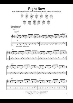 Right now の公式楽譜を演奏する by Van Halen ギター | MuseScore.com