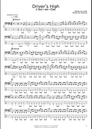 Driver's High の公式楽譜を演奏する by L'Arc~en~Ciel ピアノ