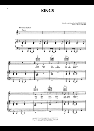 King of the world の公式楽譜を演奏する by Steely Dan ギター