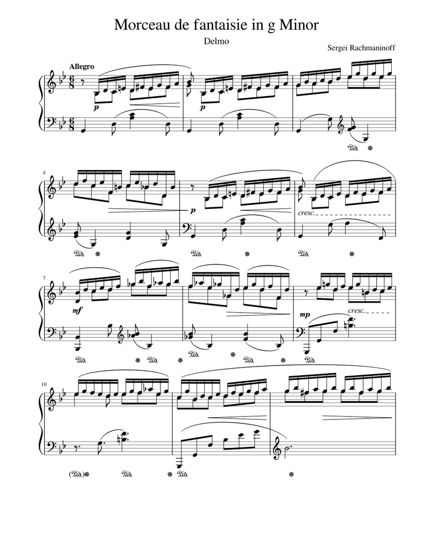 幻想的小品 ト短調「デルモ」 楽譜 ピアノ (ソロ) | MuseScore.com