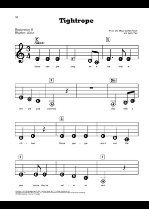 Tightrope の公式楽譜を演奏する by Benj Pasek and Justin Paul