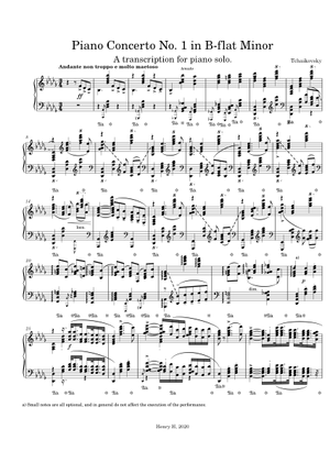 チャイコフスキー ピアノ協奏曲第1番、簡易版 楽譜 ピアノ (ソロ