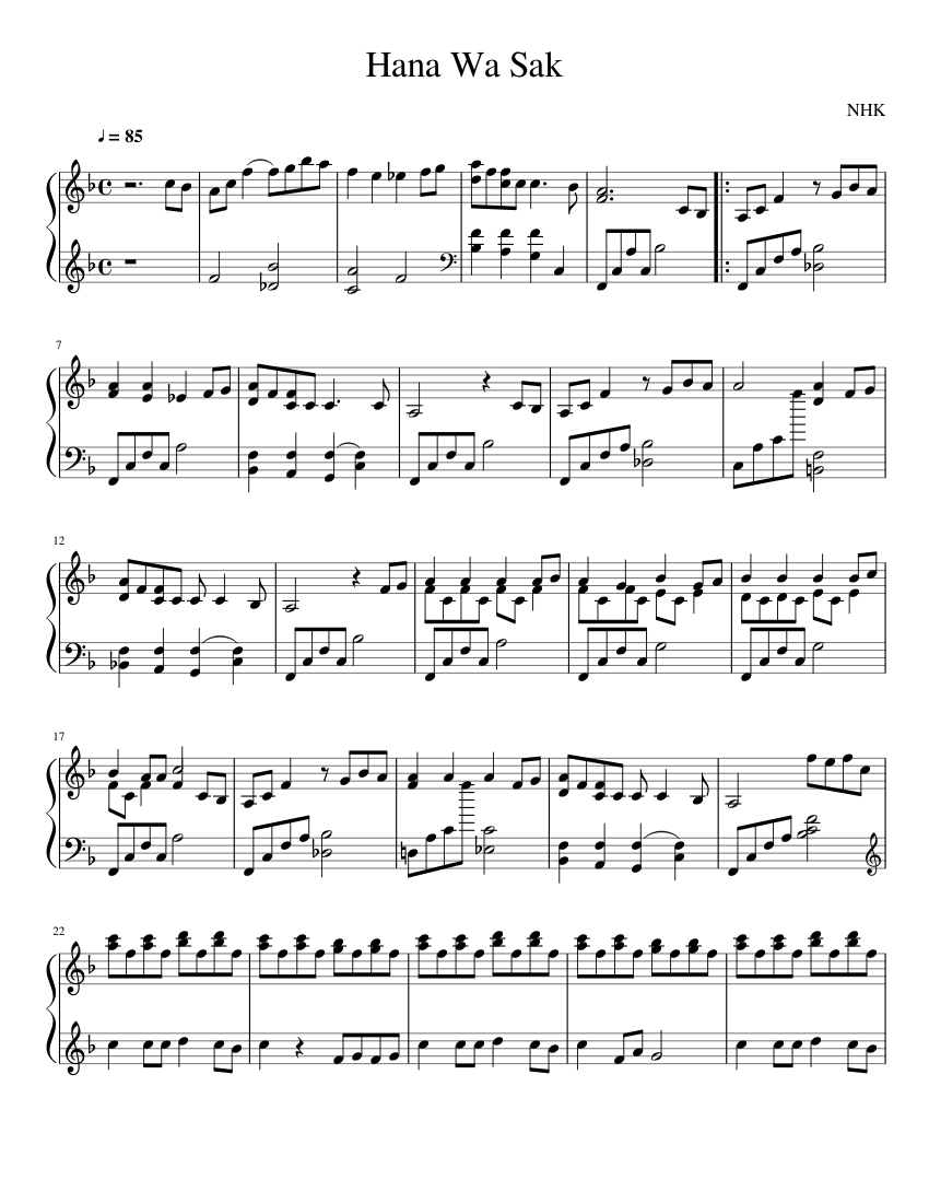 花は咲く 楽譜 ピアノ (ソロ) | MuseScore.com