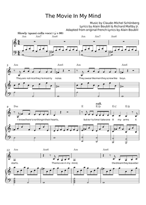 The Movie In My Mind の公式楽譜を演奏する by Claude-Michel