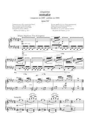 アレクサンドル・スクリャービン: ピアノソナタ第5番, 作品53 楽譜