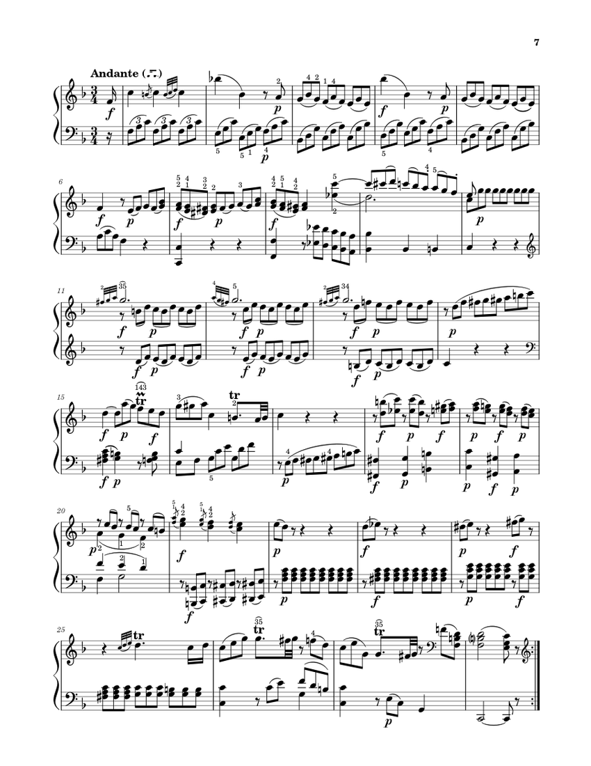ソナタ第1番、第2楽章 K. 279 楽譜 ピアノ (ソロ) | MuseScore.com