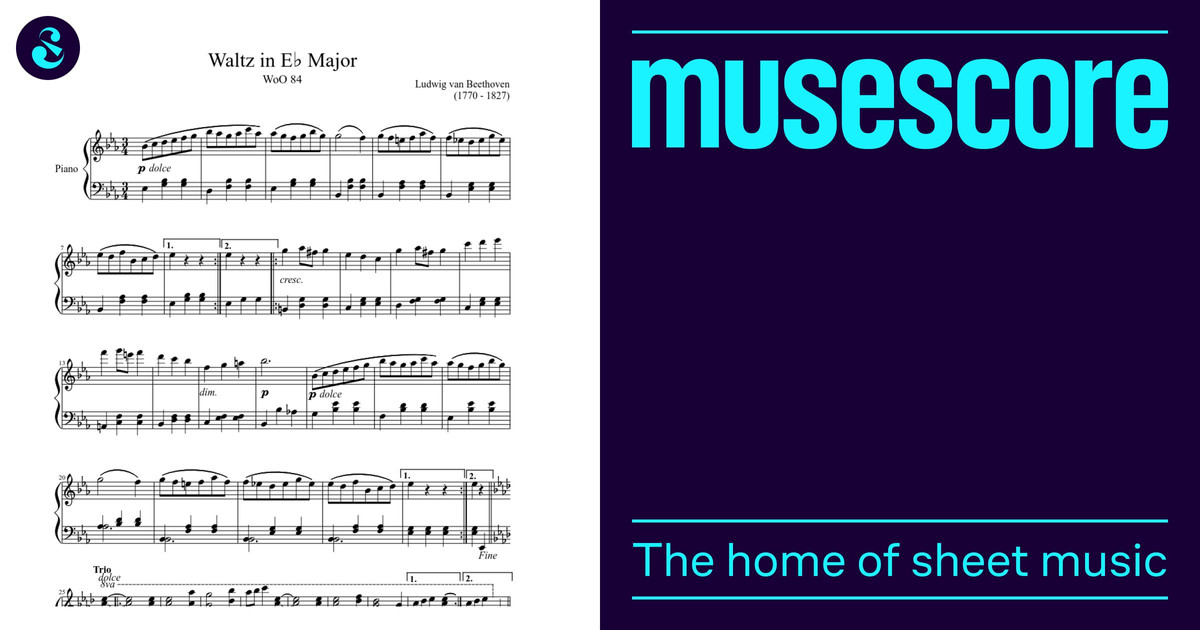 ワルツ WoO 84 変ホ長調 楽譜 ピアノ (ソロ) easy | MuseScore.com