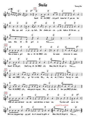 Sheila の公式楽譜を演奏する by Tommy Roe ピアノ | MuseScore.com