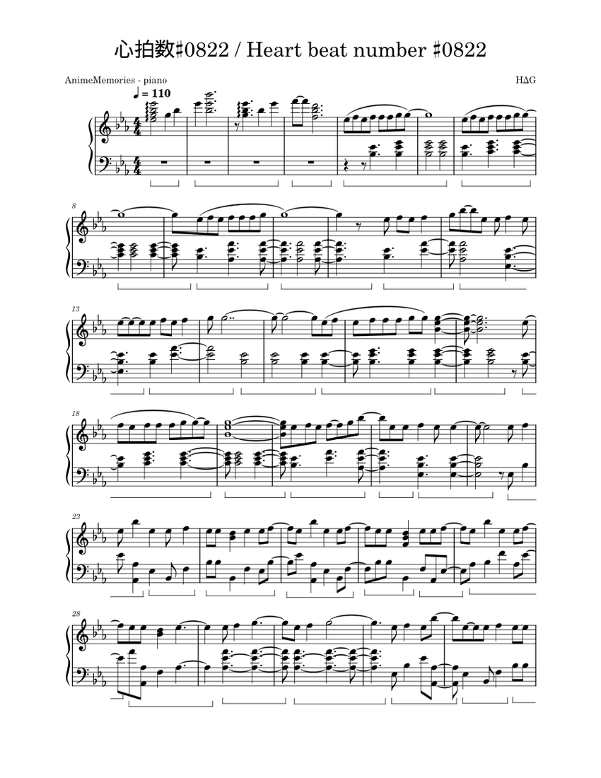 心拍数#0822／心拍数番号 #0822 楽譜 ピアノ (ソロ) | MuseScore.com