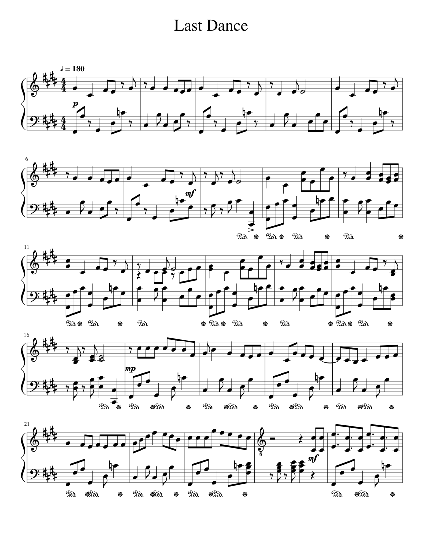 ラストダンス 楽譜 ピアノ (ソロ) | MuseScore.com