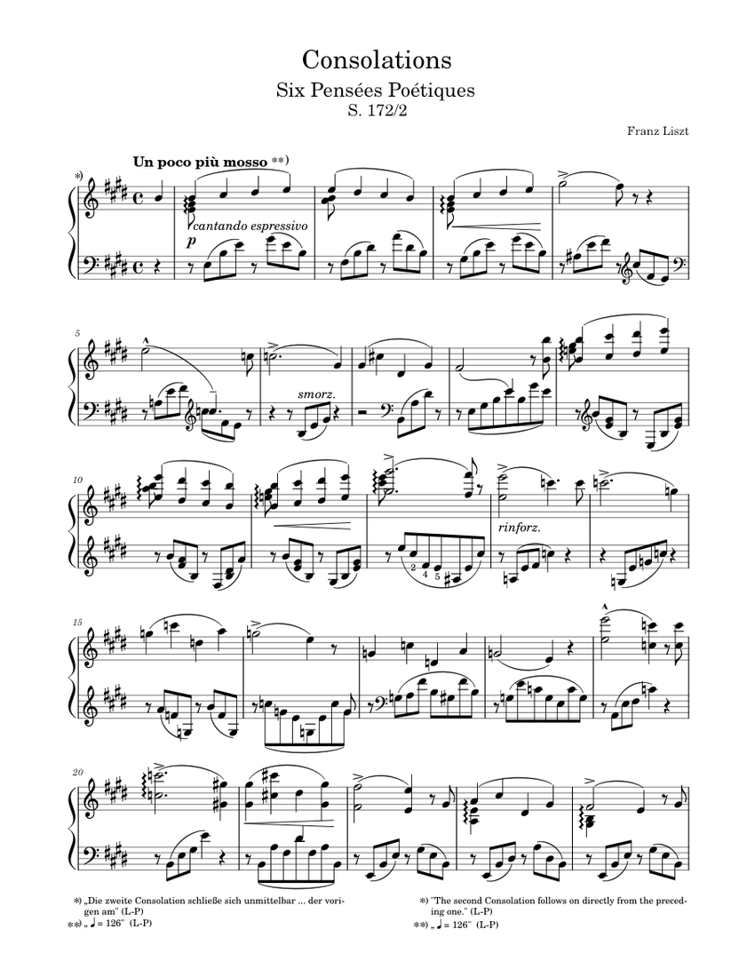 慰め 第2番 楽譜 ピアノ (ソロ) | MuseScore.com