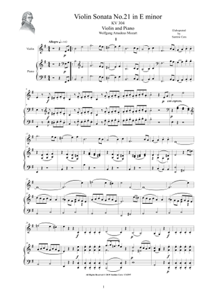 Violin Sonata in E minor, K.304/300c - Wolfgang Amadeus Mozart