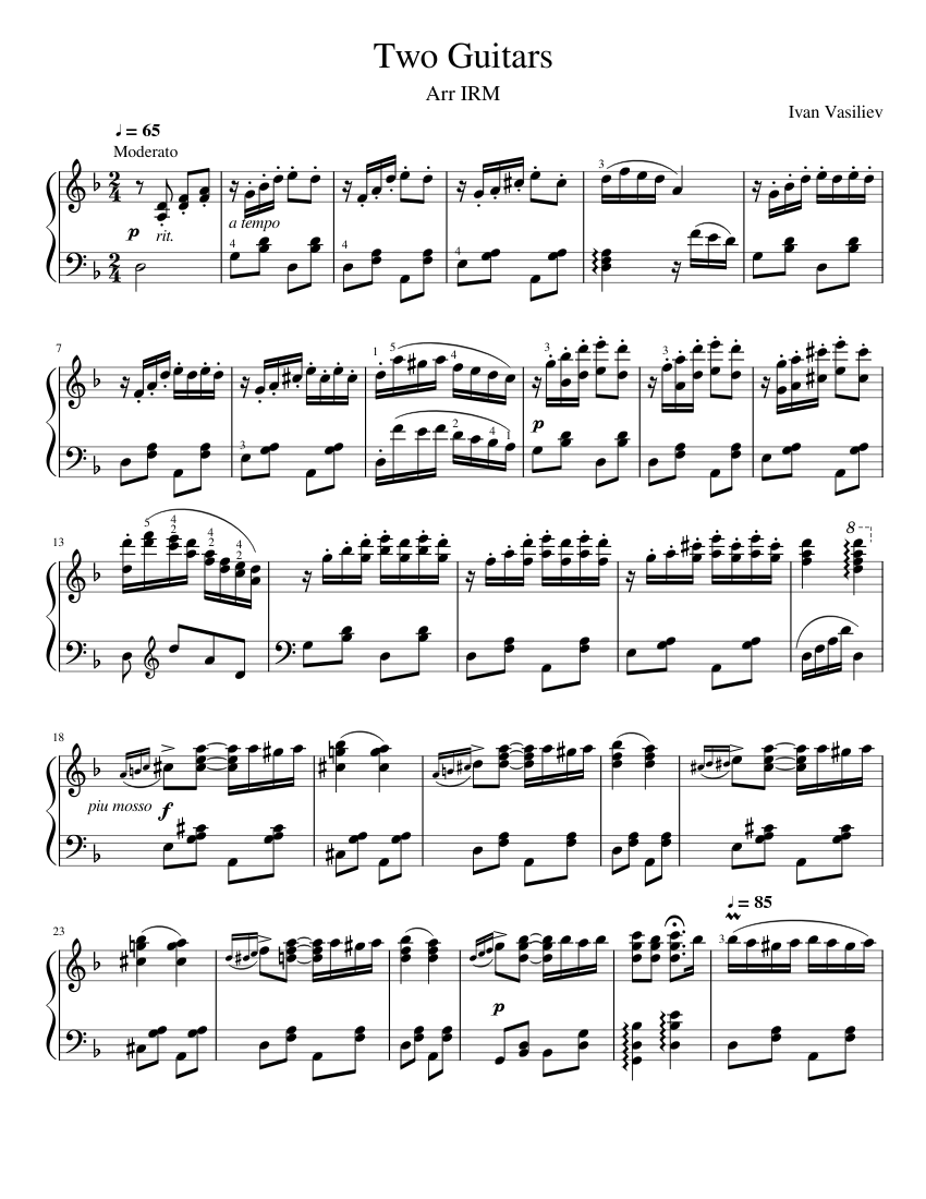 二つのギター 楽譜 ピアノ (ソロ) | MuseScore.com