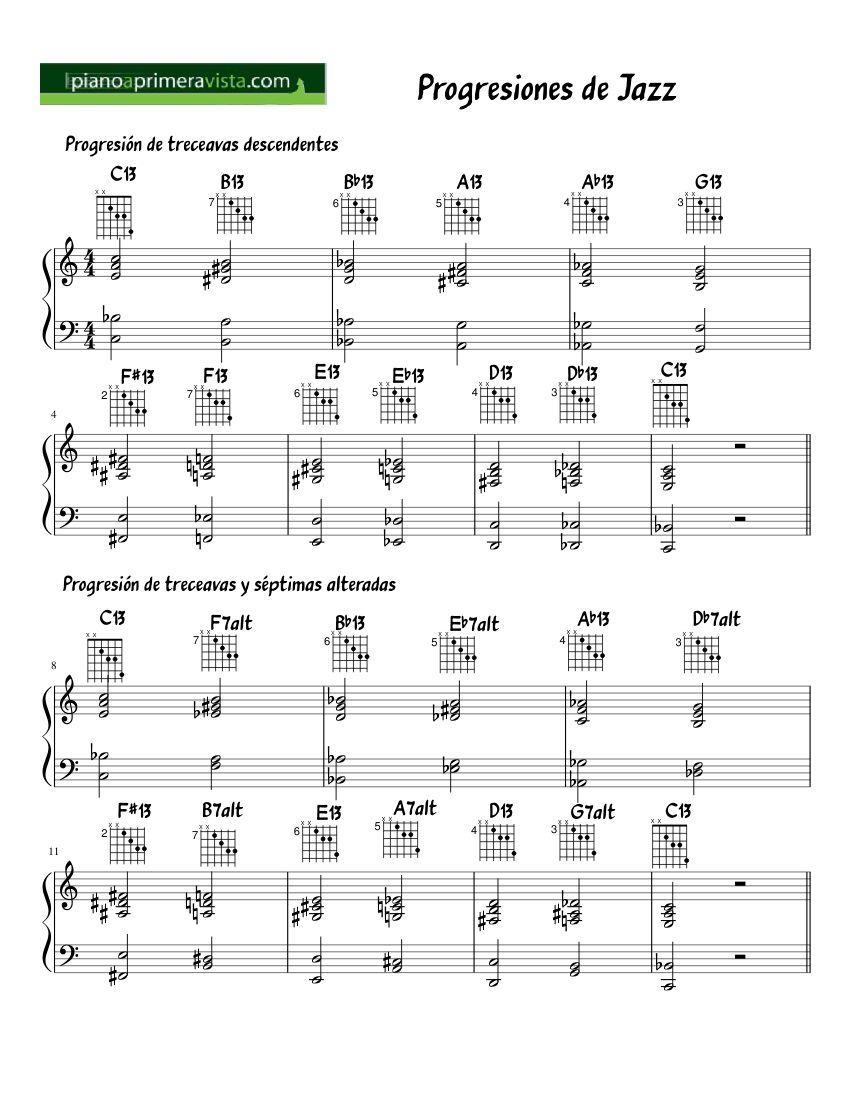 ジャズの進行 楽譜 コード付き ピアノ (ソロ) easy | MuseScore.com