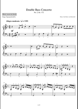 ディッタースドルフ協奏曲 ホ長調 楽譜 ピアノ, コントラバス (ソロ