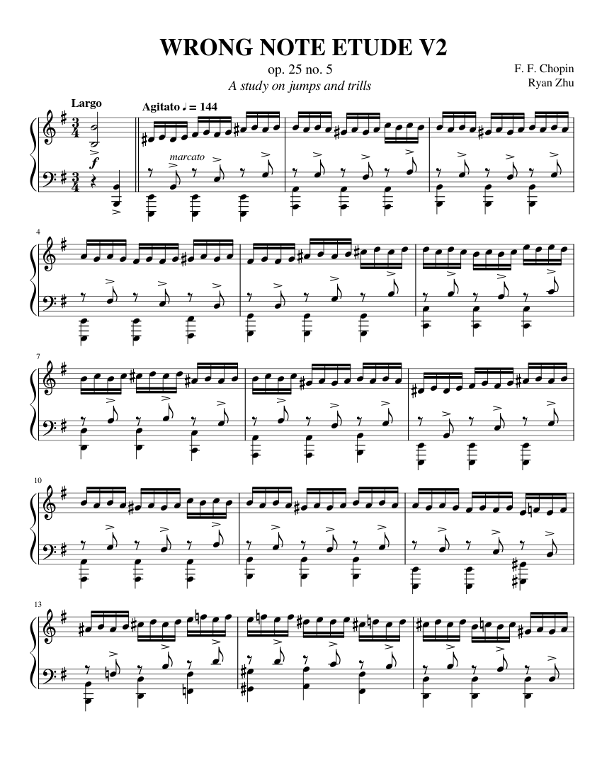 ショパン - 練習曲 Op. 25 No. 5 「間違った音」 (バリエーション
